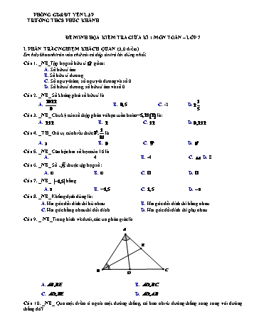 Đề minh họa kiểm tra giữa học kì 1 môn Toán Lớp 7 - Năm học 2022-2023 - Trường THCS Phúc Khánh (Có đáp án)