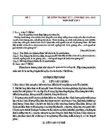 Tổng hợp 10 đề kiểm tra học kỳ 2 năm học 2021-2022 môn Ngữ Văn Lớp 7 - Đề số 7 (Có đáp án)