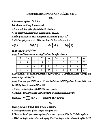 Tuyển tập 26 đề thi khảo sát giữa học kì II môn Toán Lớp 7