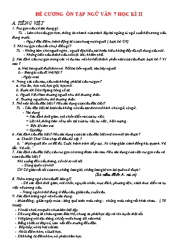 Đề cương ôn tập học kì II môn Ngữ văn Lớp 7