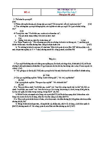 Tuyển tập 14 đề thi học kỳ II môn Ngữ văn Lớp 7 - Đề 14 (Có đáp án)