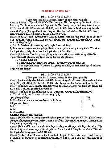 21 Đề thi học sinh giỏi Vật lí Lớp 7