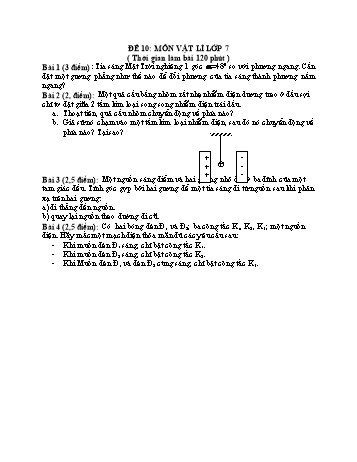 Đề thi học sinh giỏi Vật lí Lớp 7 - Đề 10