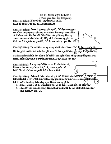 Đề thi học sinh giỏi Vật lí Lớp 7 - Đề 17
