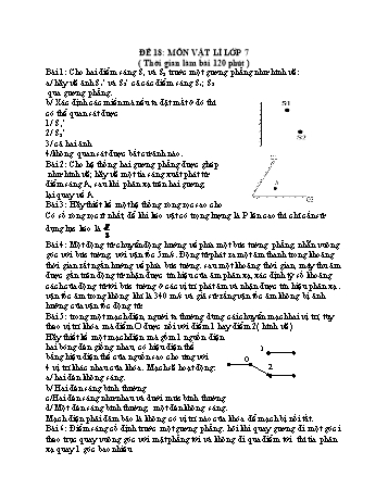 Đề thi học sinh giỏi Vật lí Lớp 7 - Đề 18