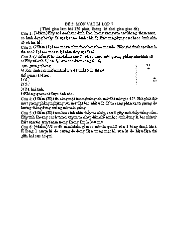 Đề thi học sinh giỏi Vật lí Lớp 7 - Đề 2