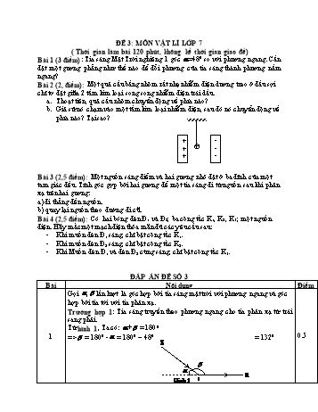 Đề thi học sinh giỏi Vật lí Lớp 7 - Đề 3 (Có đáp án)