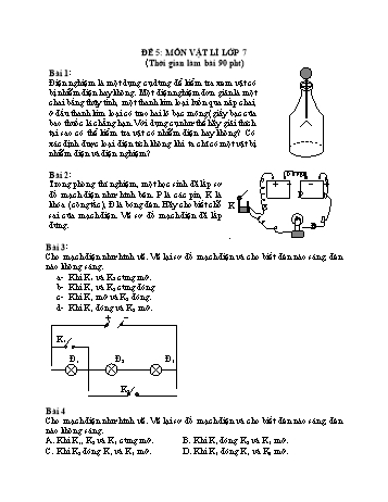 Đề thi học sinh giỏi Vật lí Lớp 7 - Đề 5.1