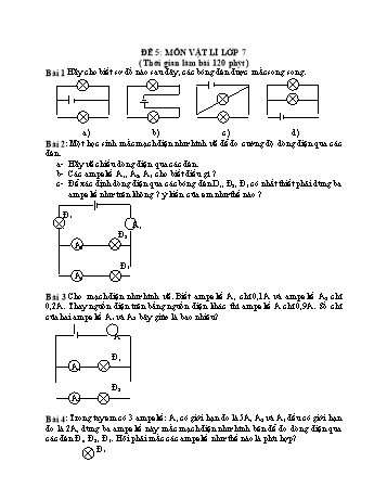 Đề thi học sinh giỏi Vật lí Lớp 7 - Đề 5.2