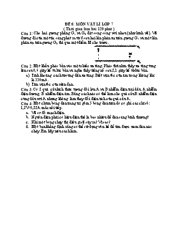 Đề thi học sinh giỏi Vật lí Lớp 7 - Đề 6 (Có đáp án)