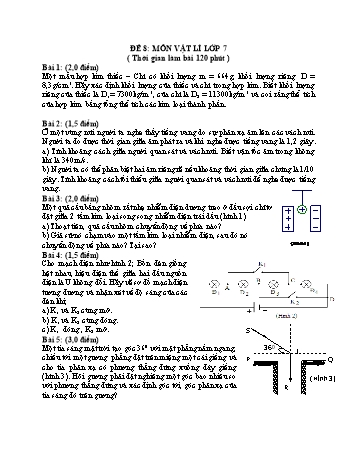 Đề thi học sinh giỏi Vật lí Lớp 7 - Đề 8