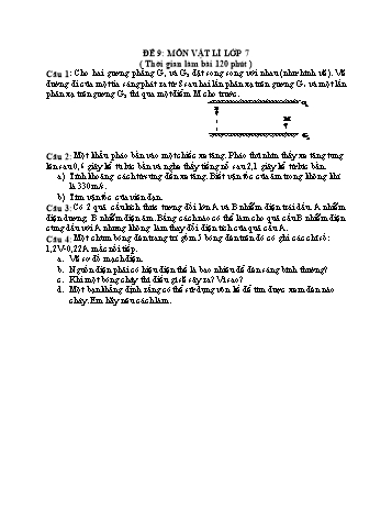 Đề thi học sinh giỏi Vật lí Lớp 7 - Đề 9