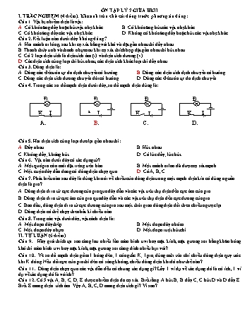 Ôn tập giữa học kì 2 Vật lí Lớp 7 (Có đáp án và thang điểm)