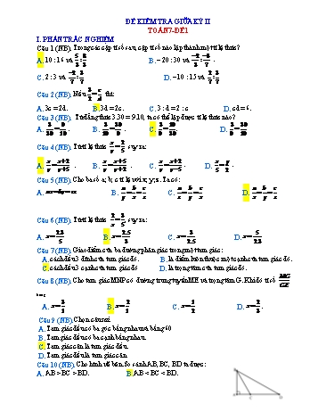11 Đề kiểm tra giữa kì 2 Toán Lớp 7 (Sách Kết nối tri thức)
