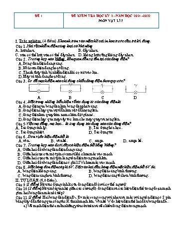 5 Đề kiểm tra học kì 2 Vật lí Lớp 7 - Năm học 2021-2022 (Có đáp án)