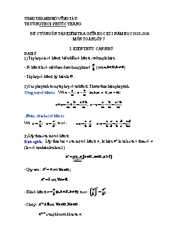 Đề cương ôn tập kiểm tra giữa học kì I môn Toán Lớp 7 - Năm học 2023-2024 - Trường THCS Phước Thắng