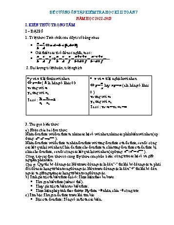 Đề cương ôn tập kiểm tra học kì II môn Toán Lớp 7 (Chân trời sáng tạo) - Năm học 2022-2023