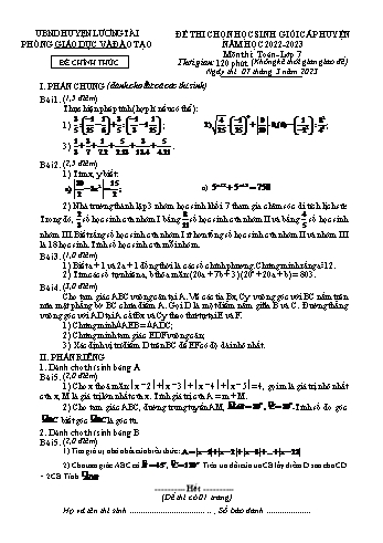 Đề thi chọn học sinh giỏi cấp huyện môn Toán Lớp 7 - Năm học 2022-2023 - Phòng GD&ĐT Lương Tài (Có đáp án)