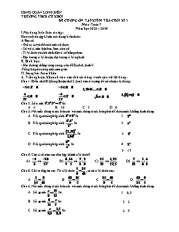 Đề cương ôn tập cuối kì I môn Toán Lớp 7 - Năm học 2023-2024 - Trường THCS Cự Khối