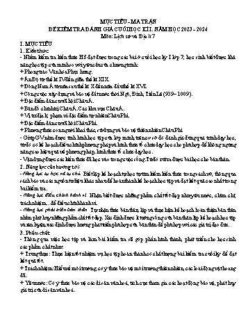Đề kiểm tra cuối học kì I môn Lịch sử và Địa lí Lớp 7 - Năm học 2023-2024 - Nguyễn Văn Bằng (Có đáp án)