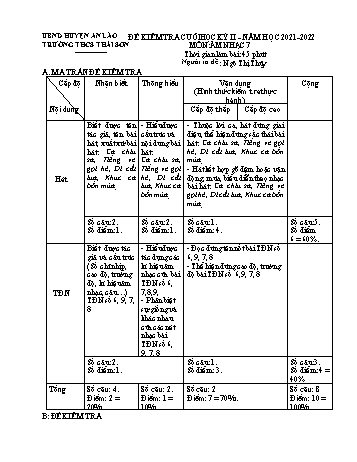 Đề kiểm tra cuối học kỳ II môn Âm nhạc Lớp 7 - Năm học 2021-2022 - Ngô Thị Thủy(Có đáp án)